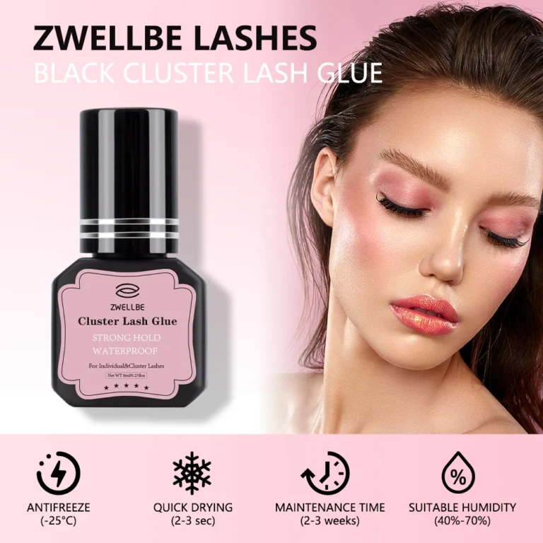 zwellbe lash clusters glue 8ml black eyelash glue for diy lash extensions long lasting waterproof&no irritation makeup tool